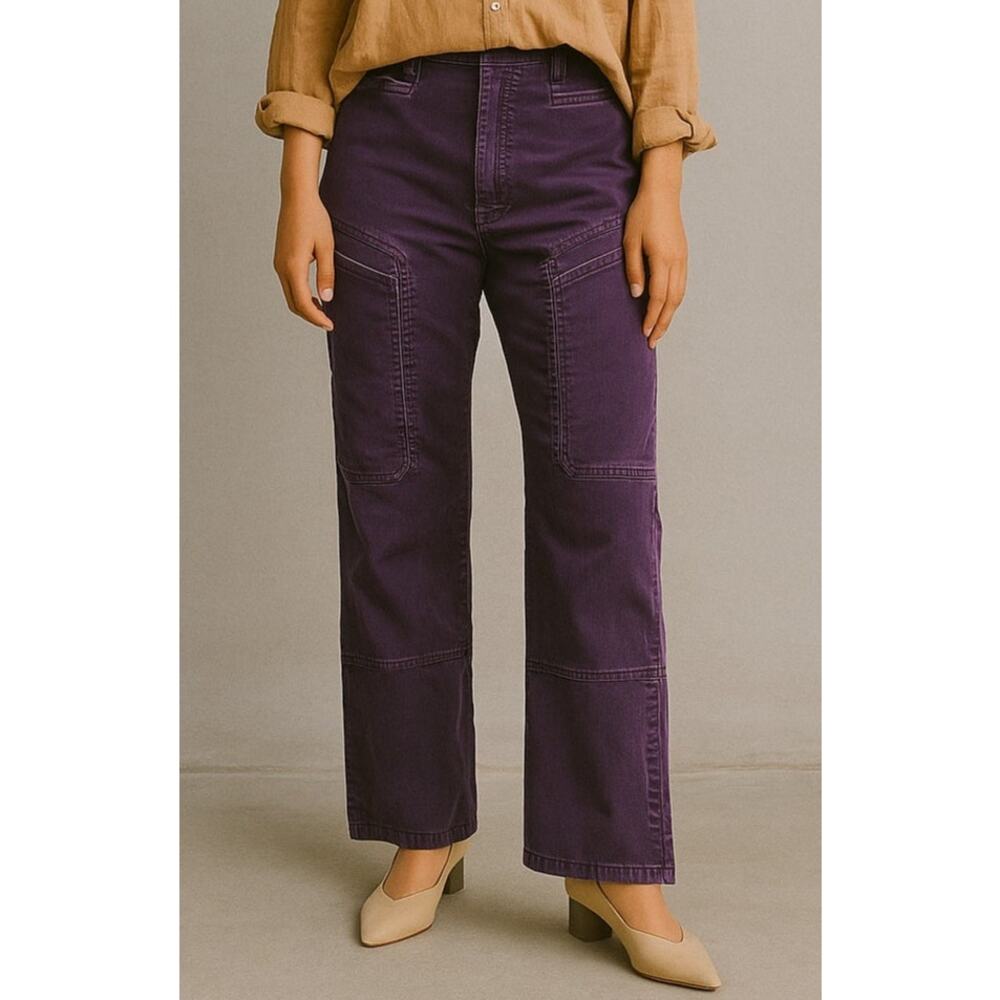 Tuckernuck SEA Quilted Barrel Leg Cargo Pants Size 4 Purple Indie Folk Boho